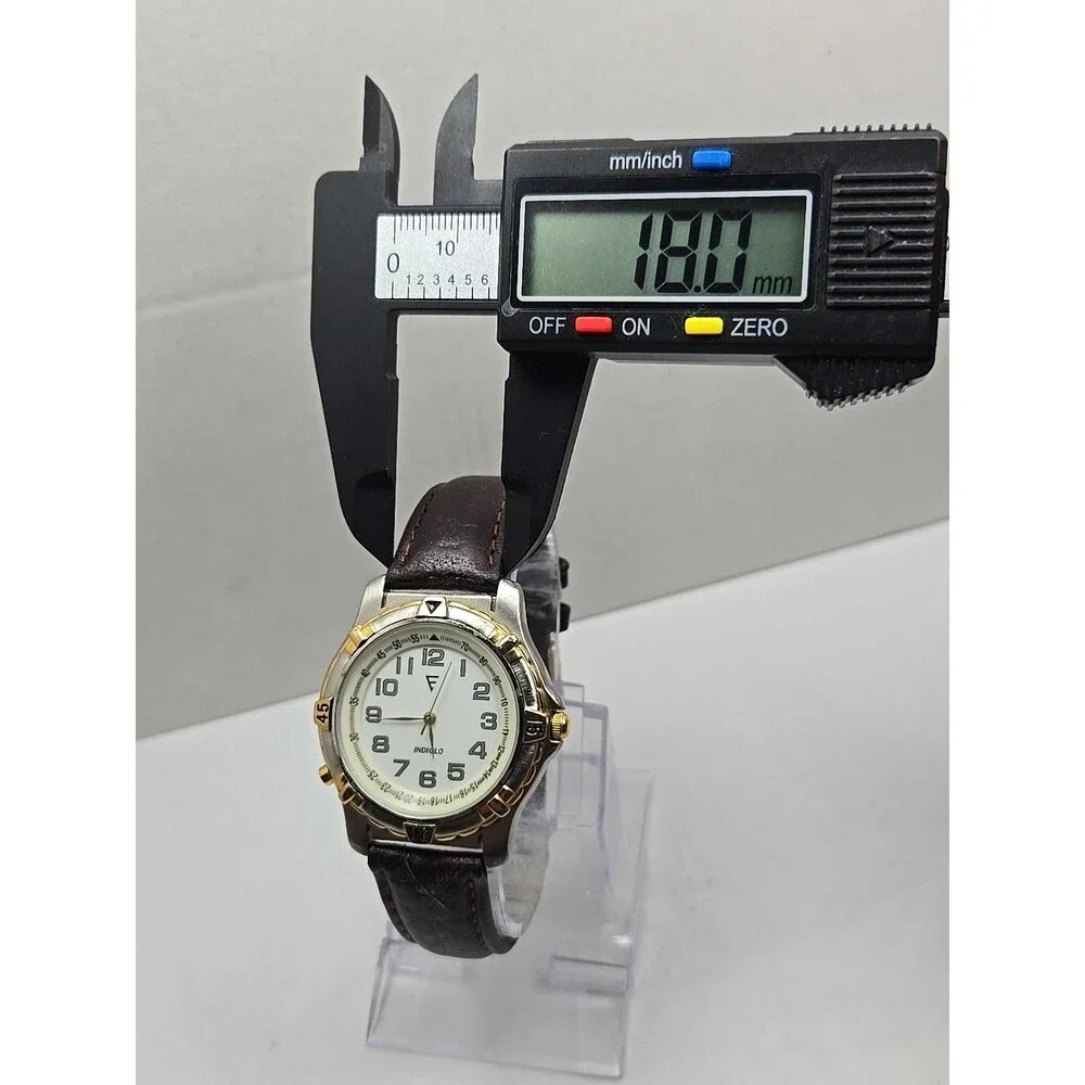 Timex Indiglo Easy Reader Mens Watch Two Tone Rotating Bezel Leather New Battery